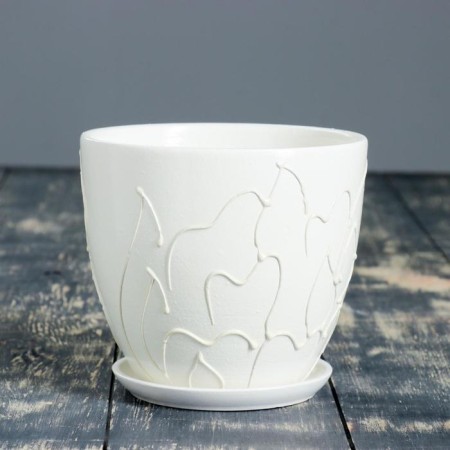 Flower Pot "Courage" (white) No. 3 High oval 1.5l-1