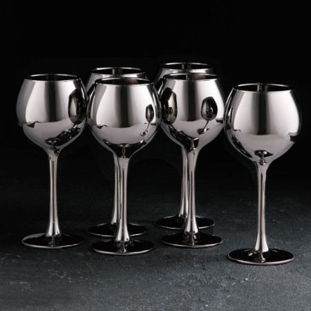 A set of glasses for wine "Silver", 280 ml, 6 pcs, silver color