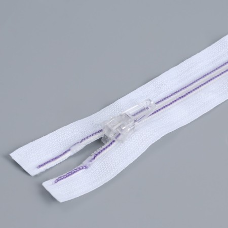 Lightning "Spiral", No. 5, detachable, automatic lock, 40 cm, white/lilac color-1