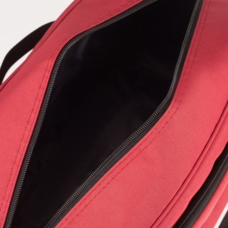 Road bag on lightning, 2 external pockets, a suitcase holder, a long belt, burgundy color-2