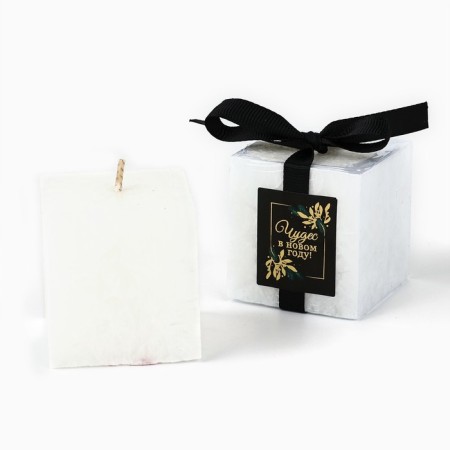 Interior New Year's Candle "Miracles" for the New Year, White, 5 x 5 cm-3