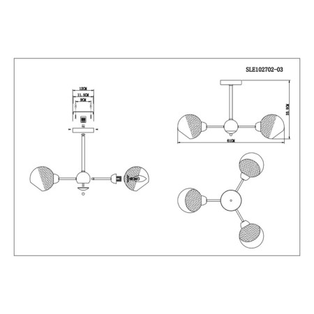 Ceiling EVOLUCE lamp. Sle102702-03. Giorte. 3x40 W, E14, 61x61x33.5 cm, chromium color-9