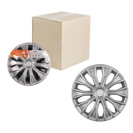 Wheel caps 16 "Voltek", silver, carbon, compl. 2 pcs