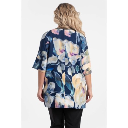 Female blouse, size 52, blue, beige color-6