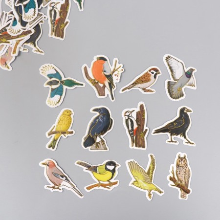 Stickers for creativity "City and forest birds" embossing gold set 48 pcs 9x7x0.8 cm-1