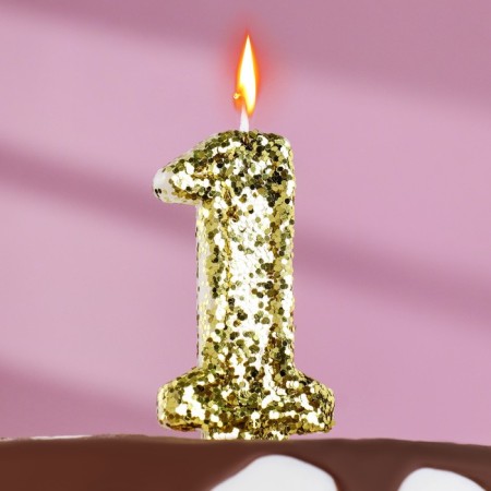 Candle in the cake "Shine", number "1", gold, 6.5x4