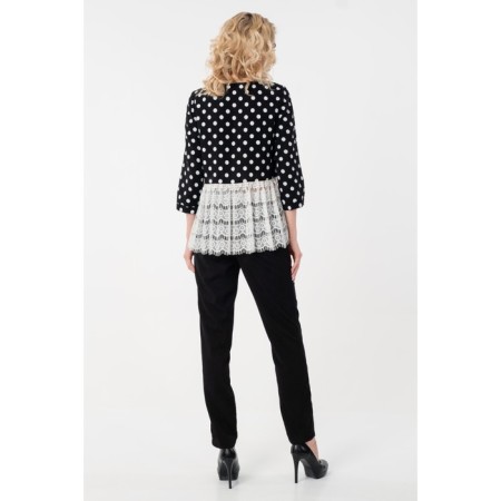 Female blouse, size 42, black color, white-2