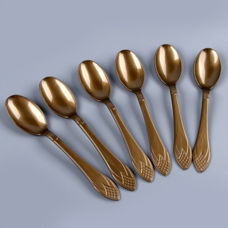 Tablespoons plastic, in a set 6 pcs., Color gold