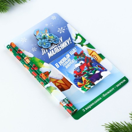Gift New Year's set: notebook, pencils of b/g 2 pcs and icon "Best Boy"-13