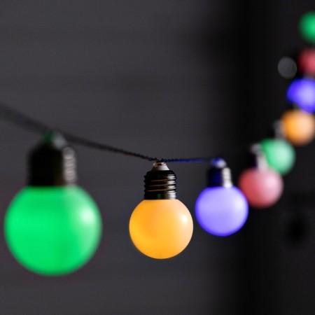 Garland “thread” 2.7 m with nozzles “White Balls”, IP44, Dark Thread, 10 LED, glow of multi, 8 modes, solar battery-1