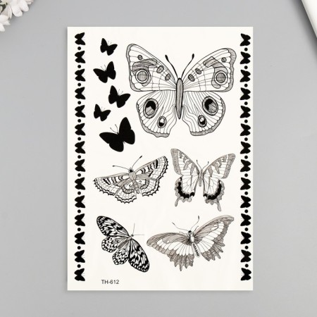 Black "Butterfly" tattoo on the body 25x15 cm