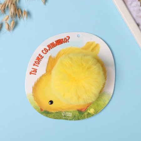 Fluffy on the ring "Chicken. Are you the sun too?" D = 8 cm 15x15 cm-2