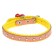 The collar is decorated with synthetic winterizer, with bells, 28 x 1 cm, pink
