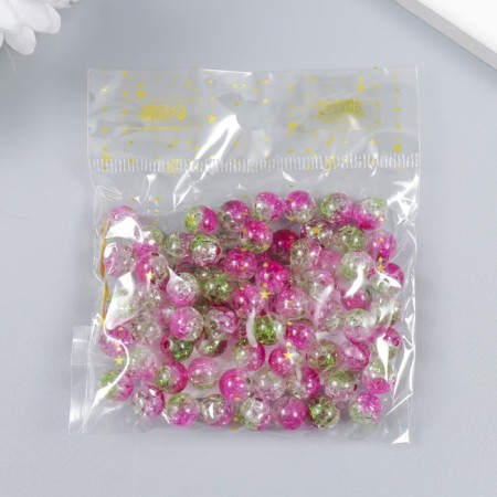 Beads for creativity plastic "Soap bubble transparent fuchsia" set of 20 g 0.8x0.8x0.8 cm-2