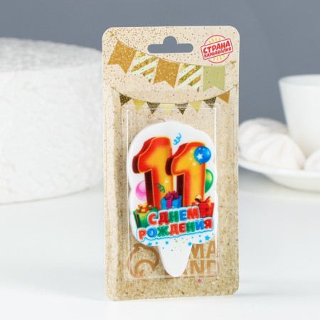 Candle for cake the number "Happy birthday" "11", 6.5 cm, mix-2