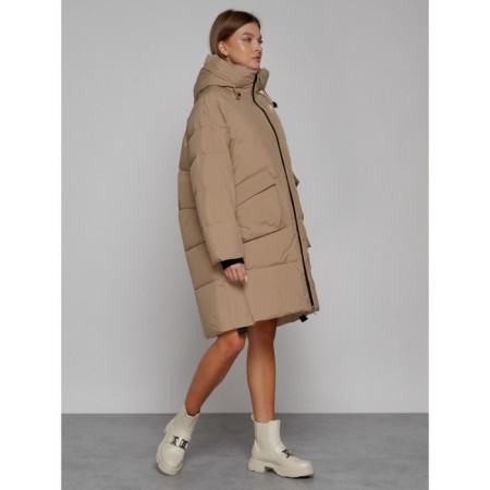 Coat insulated winter female, size 42, color light brown-2