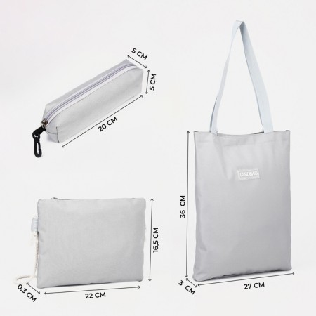 Set of backpacks on lightning from textiles, chover, bag, pencil case, color gray color-2