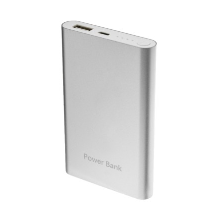 External battery Luazon PB-24, 8000 mAh, USB, 1 A, indicator, metal, gray