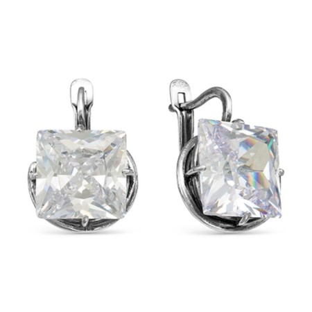 Earrings "Northern Lights", echoing with oxidation, white color