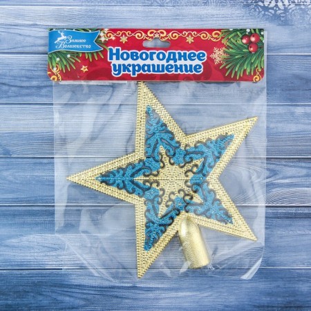 Tips "Star" lace pattern, 15x14.5 cm, golden blue-1
