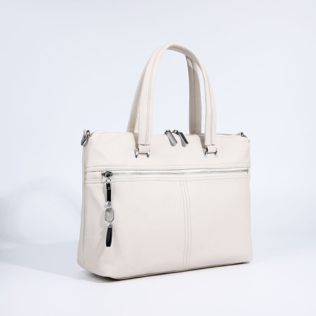 Luggage bag on lightning, 2 outer pockets, beige color-2