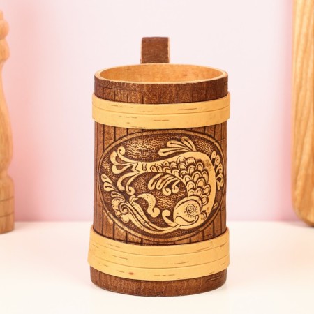 Carp mug, 500 ml, birch bark