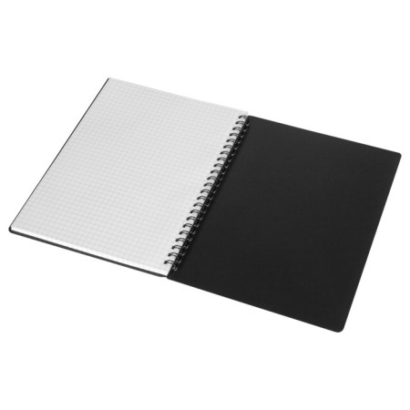 Notebook 60 sheets, in a cage, on a crest, basy, plastic cover, black-3