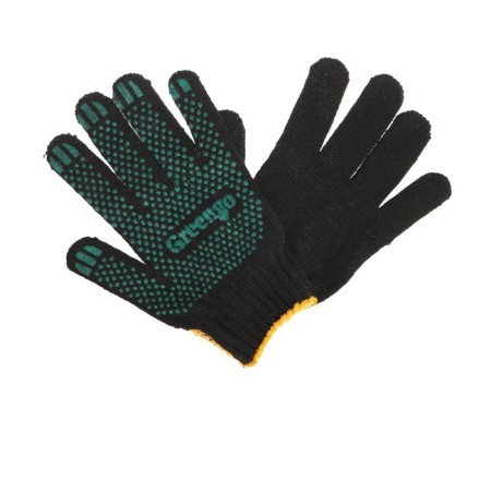 Garden gloves, x/b, knitting grade 10, 6 threads, size 9, with PVC dots, black, Greengo-3