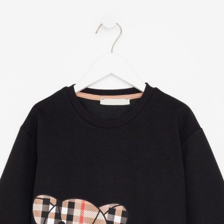 Kit for children (sweatshirt, trousers), black/beige color, height 146 cm-5