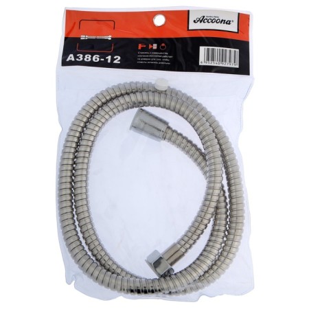 Shower hose Accoona A386-12, reinforced, 120 cm, brass nut, brass cone, chrome-2