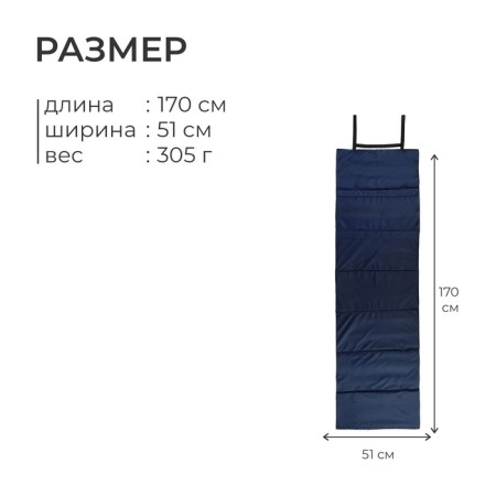 Tourist mat, folding, 170x51x0.8 cm, dark blue/blue color-2