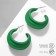 Earrings Metal "brightness" half -ring, green color