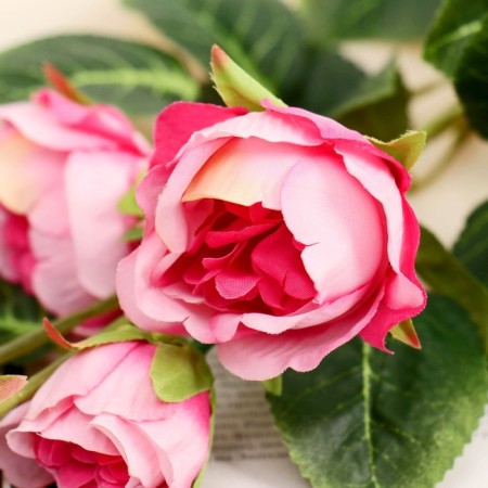 Artificial flowers "bush rose" 80 cm, pink-1