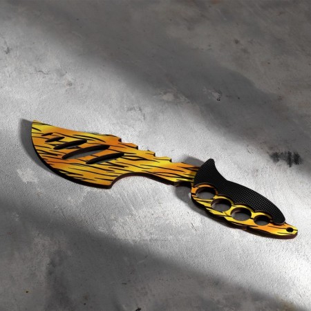 Wooden souvenir "ax", yellow leopard-1