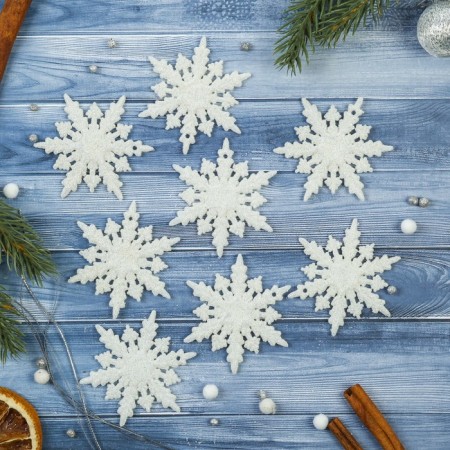 Christmas tree decoration "Polar Snowflake" (set 6 pcs) D-6 cm, white