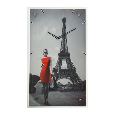 Carty clock is wall-mounted, interior "Girl in a red dress in Paris", silent, 35 x 60 cm 11466