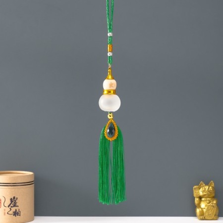 Suspension glass, textile "Gorlyanka pumpkin" Green 3.5x3.5x38 cm