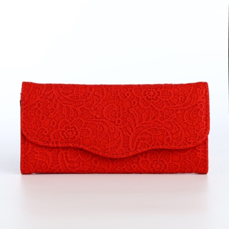 Women's wallet on magnet, red color-1
