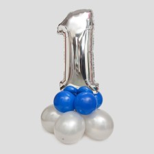 Bouquet of balls “number 1”, foil, latex, set of 9 pcs., Silver color