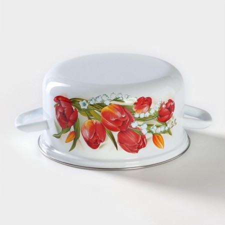 Cylindrical pan “Ural Suvenir”, 3 l, induction, white color, mix neckline-2