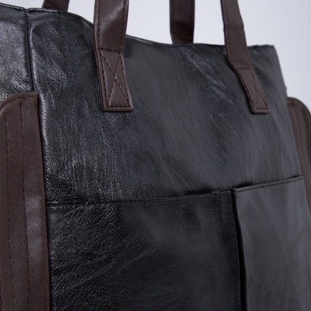 Soper bag with zipper, black color-3