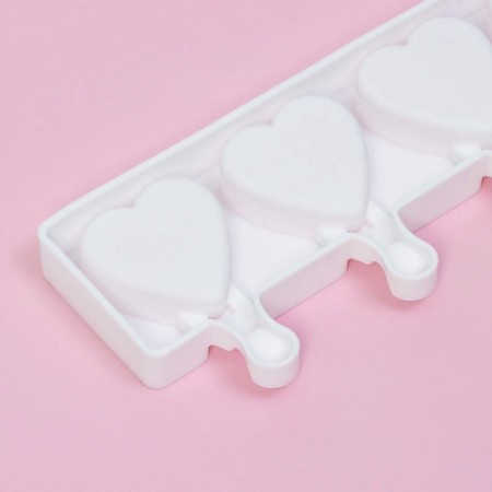 Form for ice cream "Heart. Maxi ”, silicone, 49 × 6.5 × 2 cm, 8 cells, sticks 50 pcs, white color-2