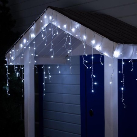 Garland "fringe" 4 × 0.6 m, IP44, white thread, 180 LED, white glow, 8 modes, 220 V