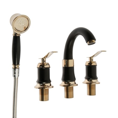 Mixer aboard the Zein NB-7 bath, for four holes, a set, retro, black/gold-3