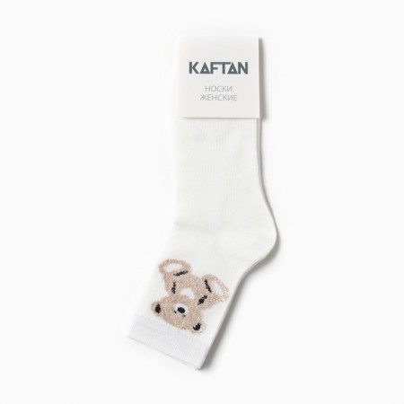 Women's socks kaftan "bear" size 36-39 (23-25 ​​cm), milk-2