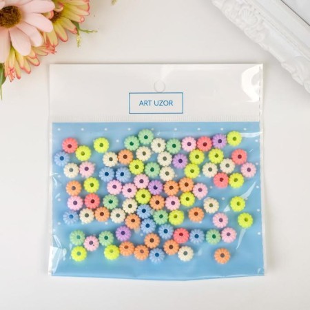 Beads for creativity plastic "Ribbed. Pastel colors" set 90 pcs 15 g 0.8x0.8 cm-3