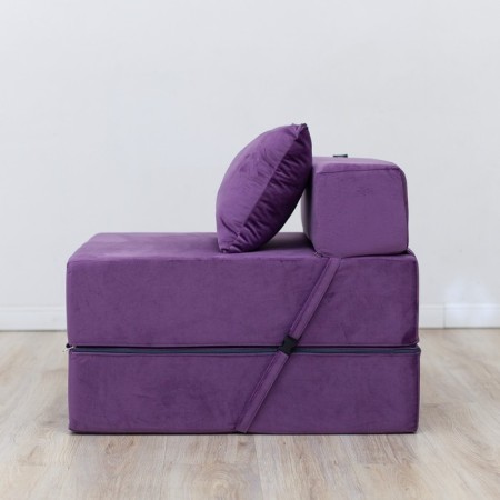 Handwheel chair-bed "Essen", velor fabric, purple color-1