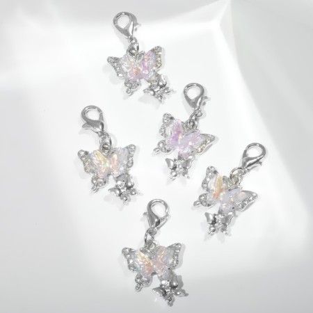 Charm "Butterflies" duet, lilac-radiant color in silver-1