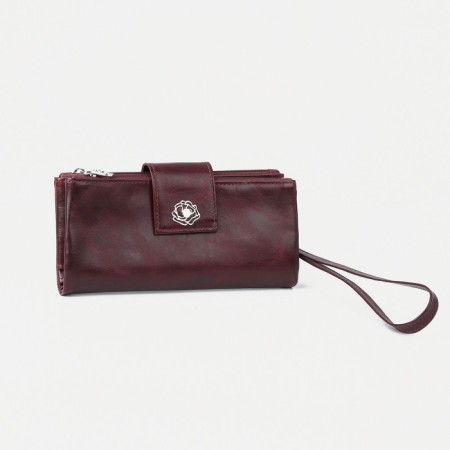 Women's wallet on the button, burgundy color