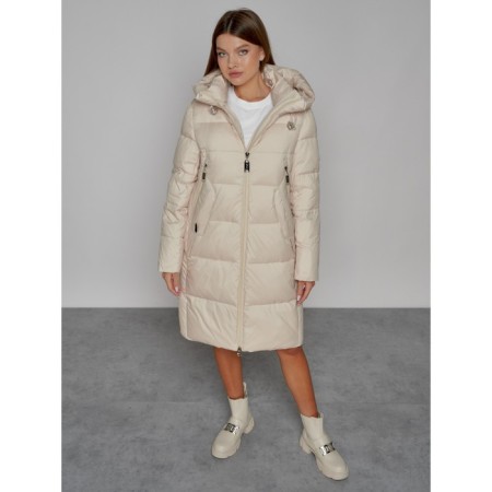 Coat insulated winter female, size 46, beige color-8